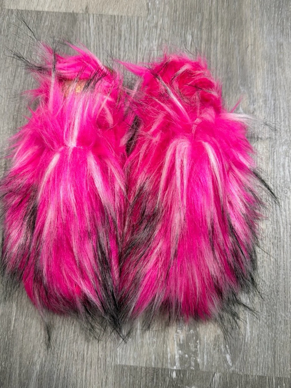 Unlisted Hot Pink Faux Fur Slippers with Black & White Accents